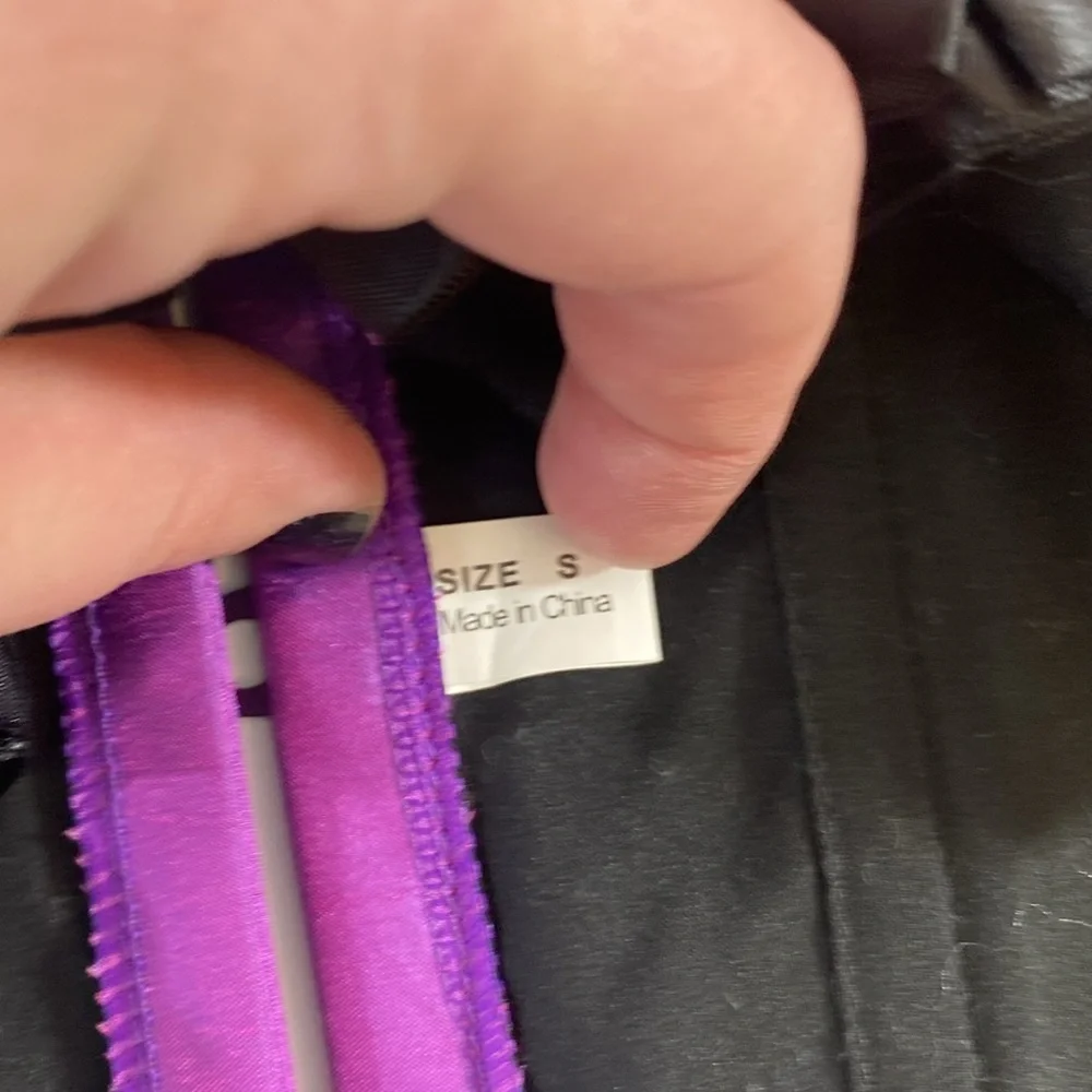 Adore Me Bustier Corset Top Women Size Small Purple Black Strapless Ruffle Boned